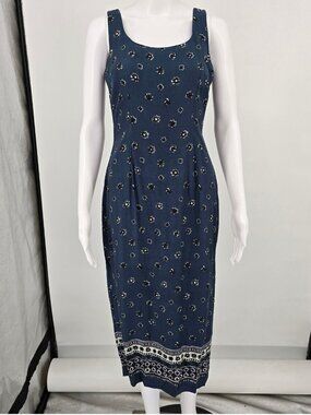 Vintage 1990s Rabbit Designs Floral Rayon Sleeveless Sundress (Juniors Small)